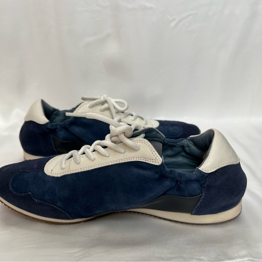 Tory Burch Suede/Leather Perfect Navy Ballet Sneakers Lace Up Size 9.5 New - Picture 5 of 9